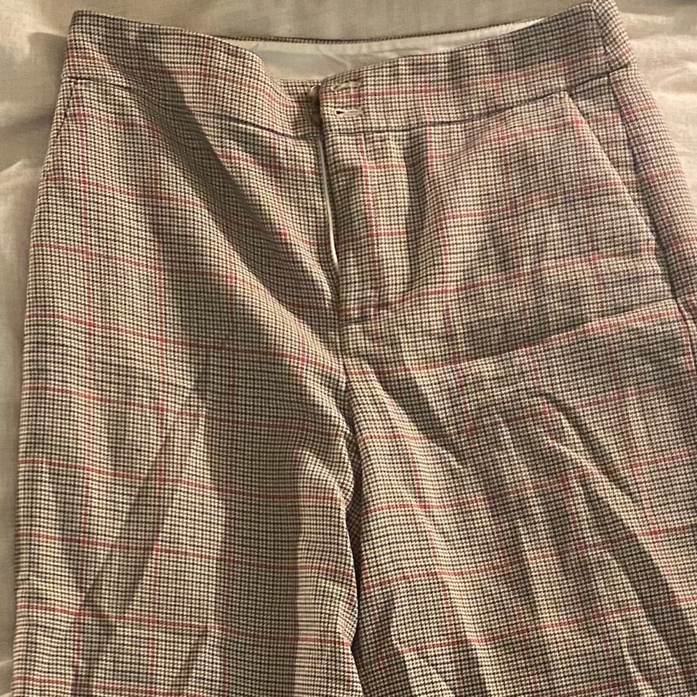 J.Crew Wide Leg Plaid Wool Trousers